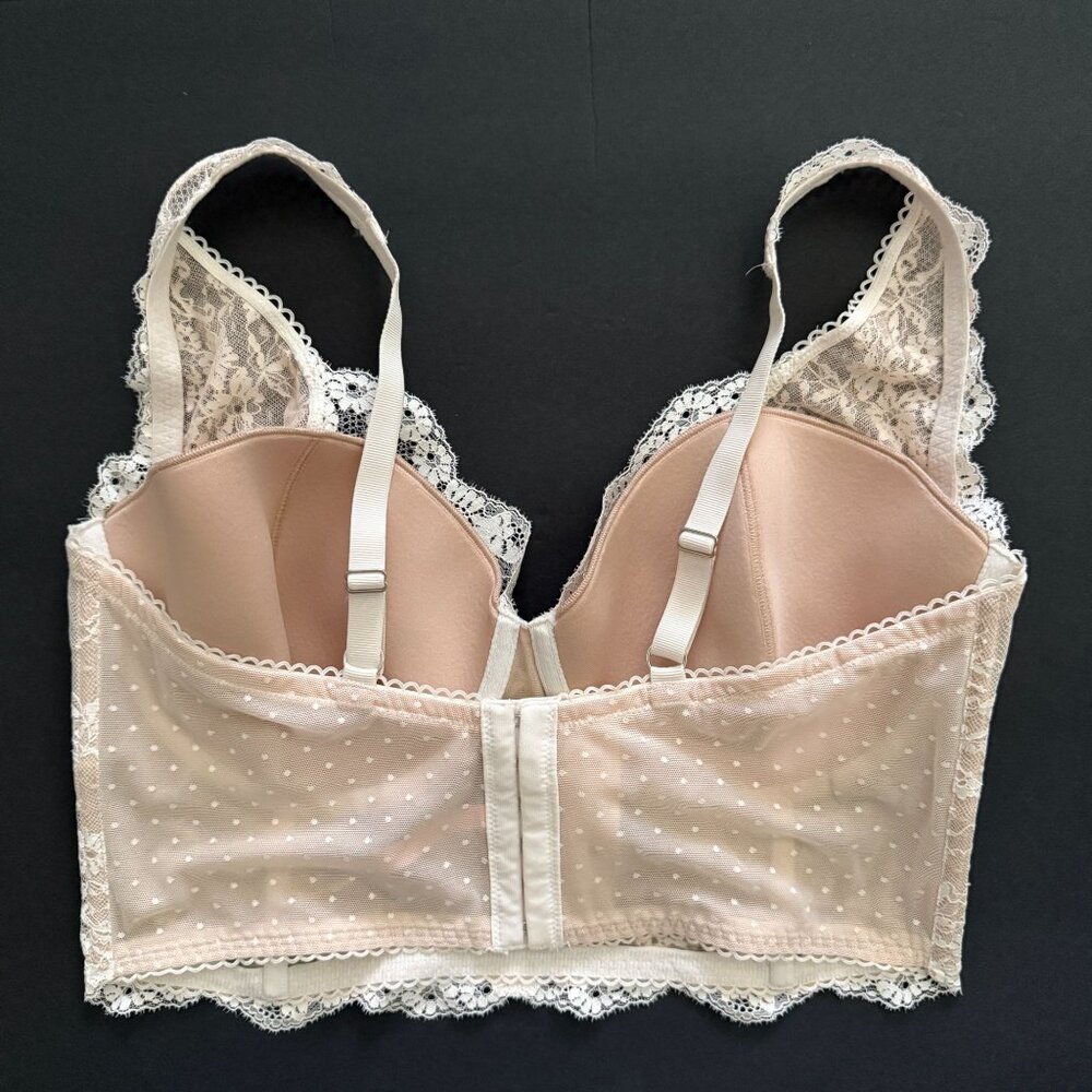 Victorias Secret Dream Angels 38DD Lace Lined Demi Bra Bralette Off White Bridal - Picture 3 of 10